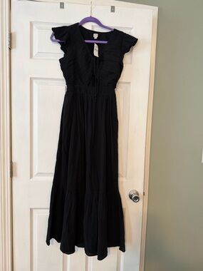 LOFT Beach Black Cut Out Maxi Dress